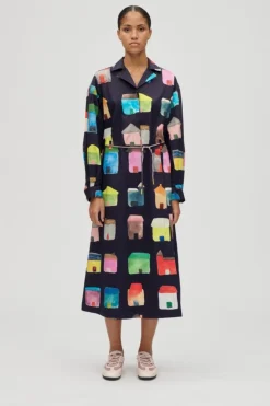 2340 Midweight Cotton, Long Sleeve Workwear Midi Dresssg-aw25-d172-2340