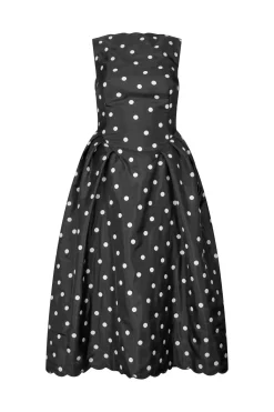 2451 Quilted Dots, Voluminous Midi Dresssg-ps26-d199-2451