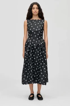 2451 Quilted Dots, Voluminous Midi Dresssg-ps26-d199-2451