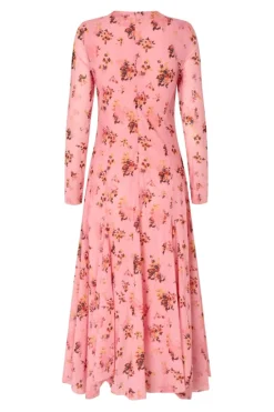 2408 Sheer Ruffling Jersey, Long Sleeve Ruffling Midi Dresssg-aw25-d161-2408