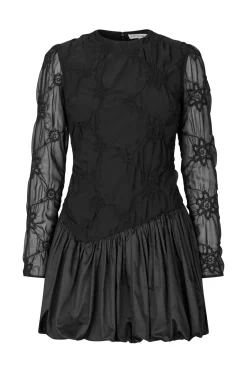 2449 Smocked Cotton Mix, Balloon Long Sleeve Short Dresssg-ps26-d188-2449