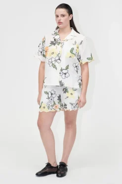 2133 Tencel, Scalloped Short Sleeve Shirtsg-pf25-s027-2133