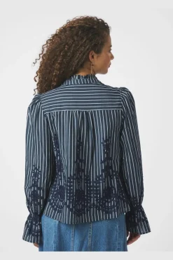 Amara Stripe Emb Blouse 163363