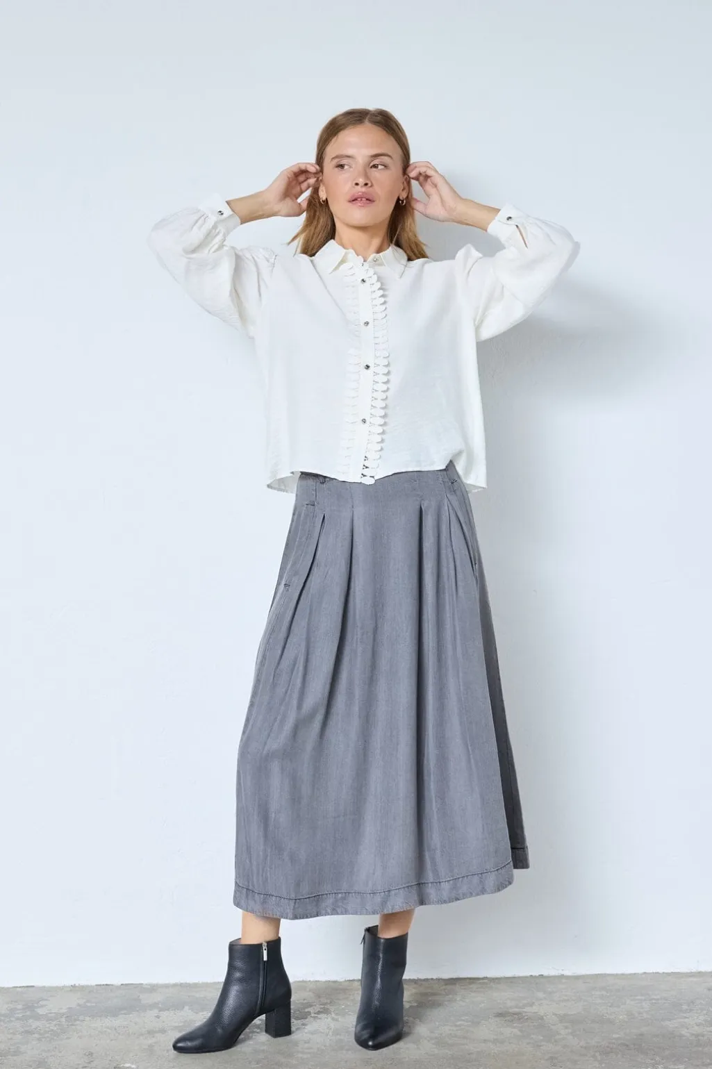 Anyacc Denim Pleat Skirt 34181