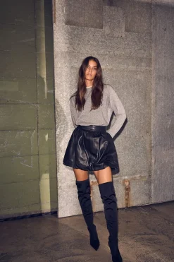 Balloon Leather Skirt HL10384