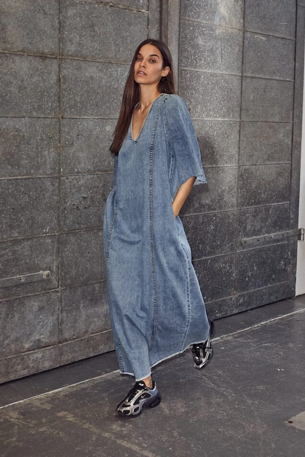 Denim Hem Dress HL10226