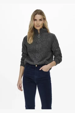 Jdyandrea L/S Zip Cable Pullove Knt