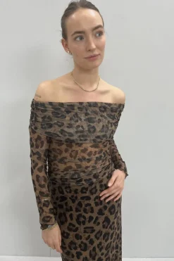 Jxminna Mesh Ls Off Shoulder Top