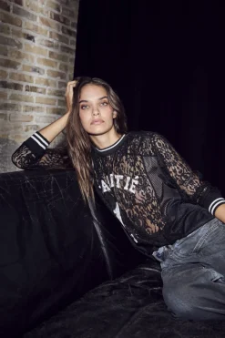 Lace Ls Football Blouse HL10471