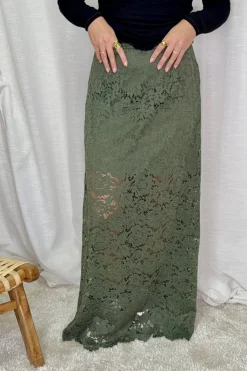 Long Flower Lace Skirt _-W_