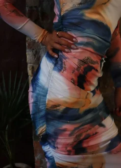 Mesh Ls Long Dress 22219