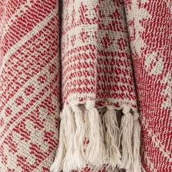 Oia Plaid, Rød, Genanvendt Bomuld 82066518