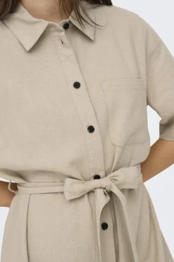 Onlcaro S/S Linen Bl Belt Dress Cc