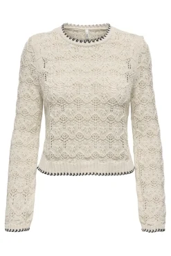 Onlcrystal Life Ls Detail O-Neck Knt