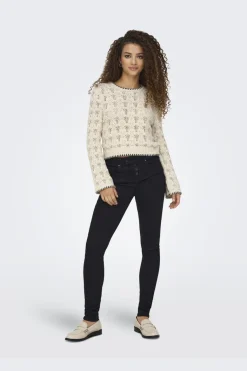 Onlcrystal Life Ls Detail O-Neck Knt