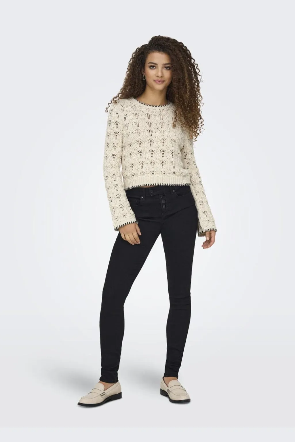 Onlcrystal Life Ls Detail O-Neck Knt