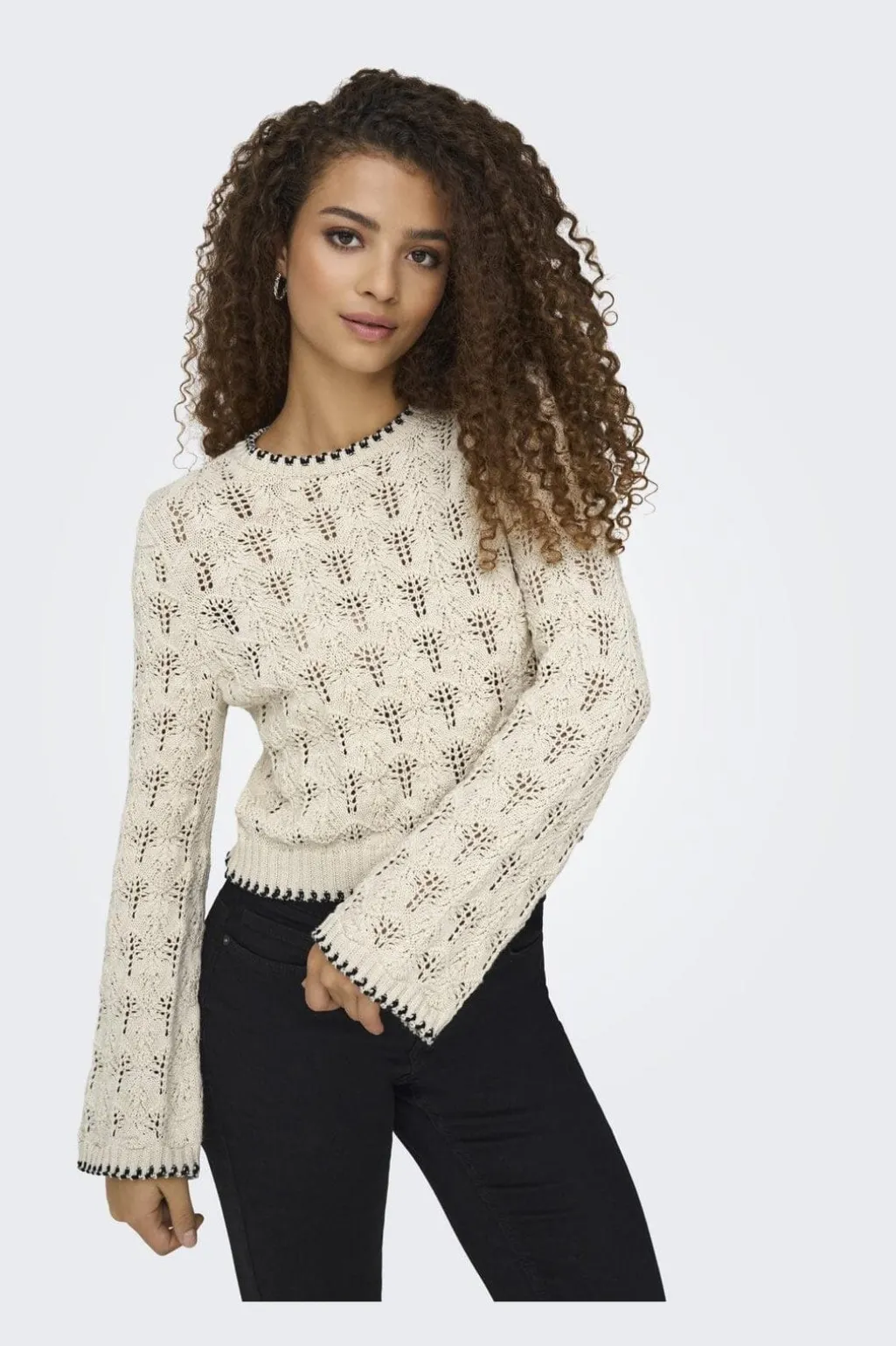 Onlcrystal Life Ls Detail O-Neck Knt