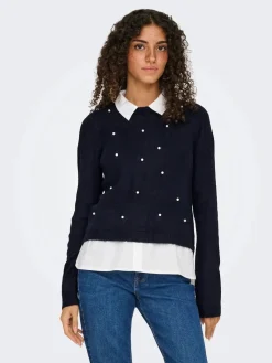 Onldolly Ls Woven Mix Pearl Pull Cc Knt