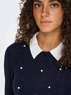 Onldolly Ls Woven Mix Pearl Pull Cc Knt