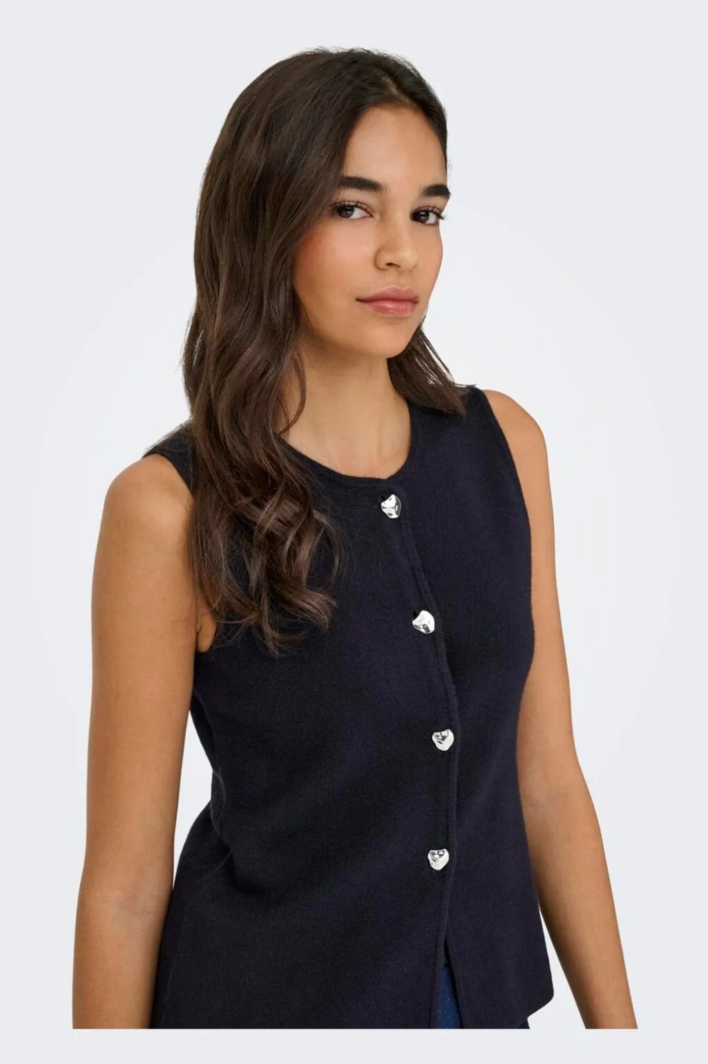 Onlibi Button Sl Vest Cc Knt