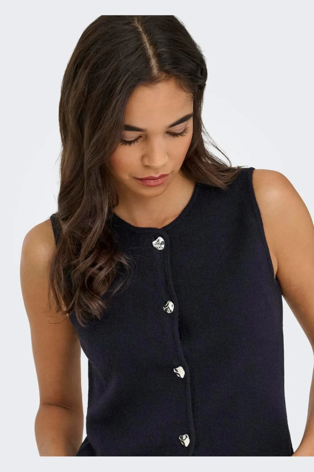 Onlibi Button Sl Vest Cc Knt