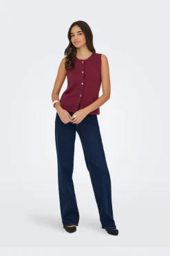 Onlibi Button Sl Vest Cc Knt