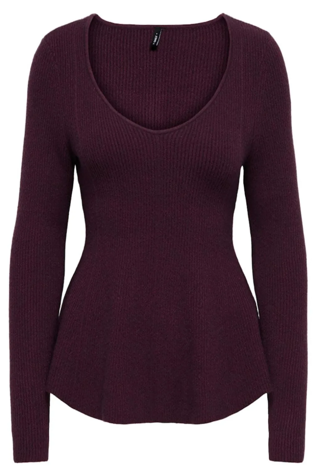 Onlibi Life Ls V-Neck Rib Peplum Cc Knt