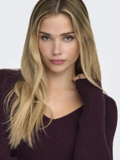 Onlibi Life Ls V-Neck Rib Peplum Cc Knt