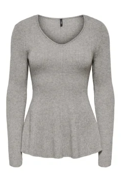 Onlibi Ls V-Neck Rib Peplum Cc Knt