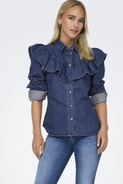Onlindigo Ls Frill Shirt Qyt