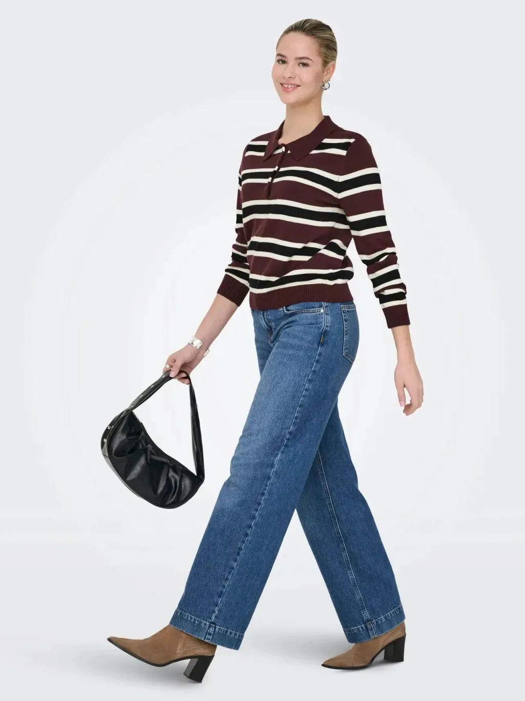 Onllondon Ls Stripe Polo Cc Knt