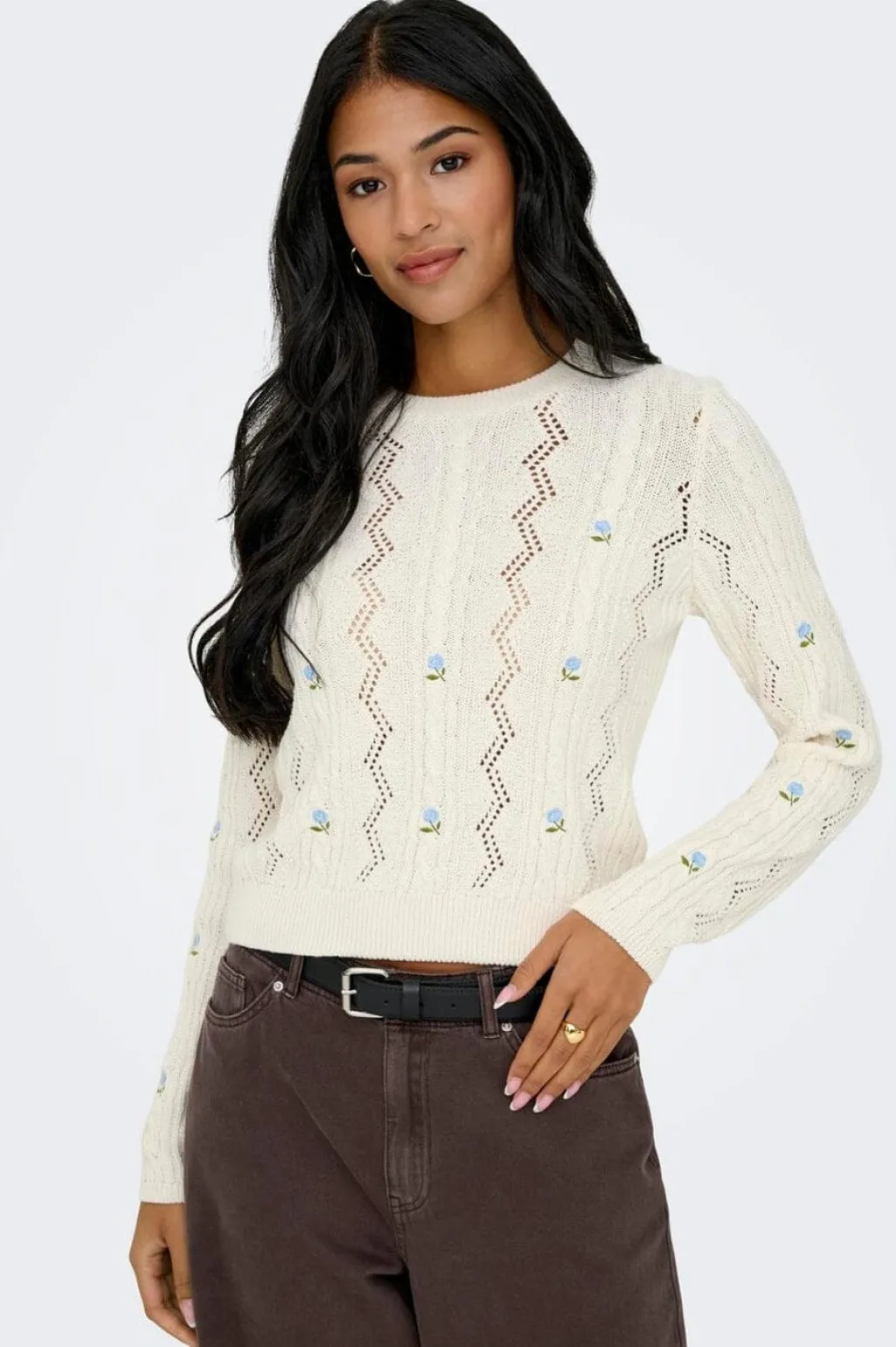 Onlrita Life Ls Embr Cable Knt