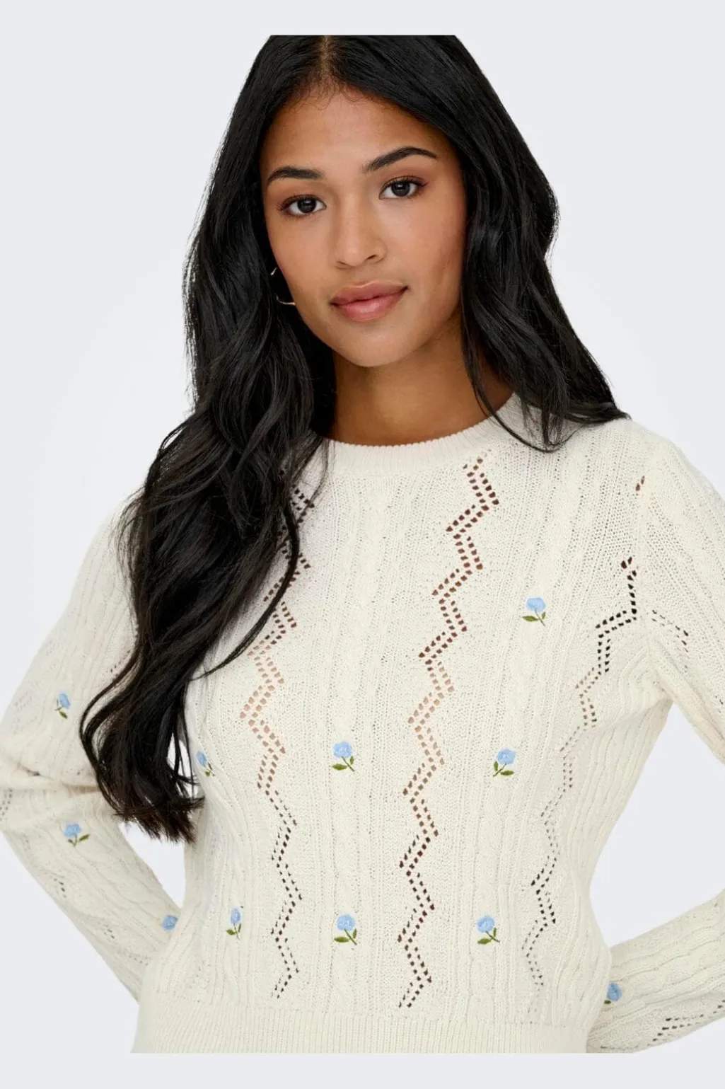 Onlrita Life Ls Embr Cable Knt