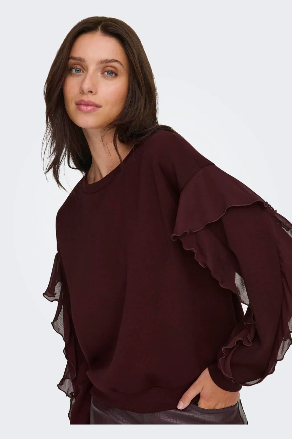 Onlscarlet L/S Flounce Swt