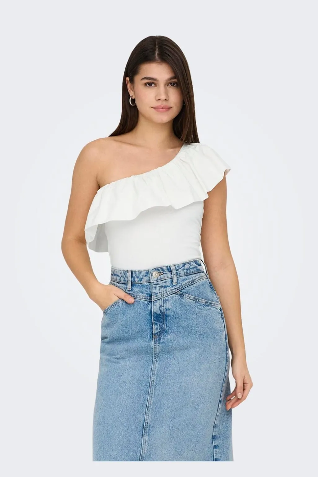 Onlsoffy One Shoulder Mix Top Box