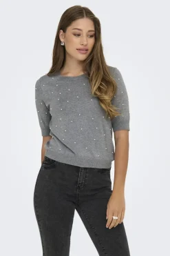 Onlvenice Life Ss Pearl O-Neck Knt