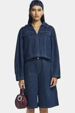 Pcfabia Ls V-Neck Denim Top Fsy