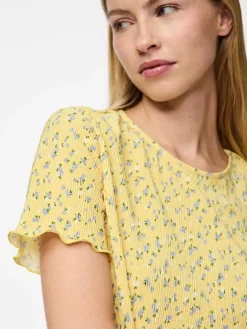 Pcflora Ss O-Neck Top