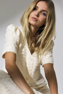 Rachelcc Crop Tie Ss Shirt 35801