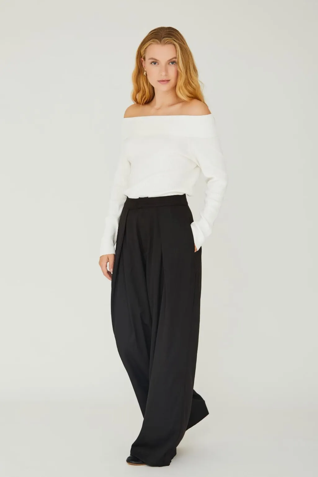 Rib Offshoulder Blouse