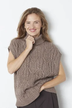 Rowcc Oversize Cable Knit Vest 32222