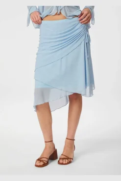 Saffron Asymmetric Mesh Skirt 165642