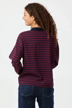 Sara Wide Stripe Polo Blouse 164258