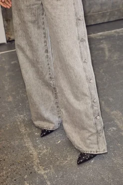 Side Panel Button Jeans HL10328