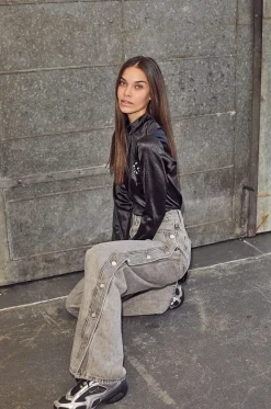 Side Panel Button Jeans HL10328