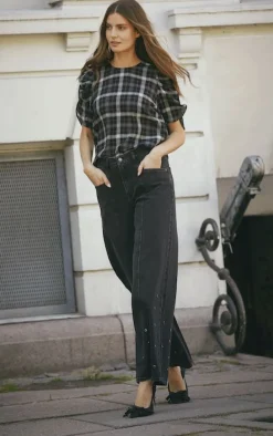 Sifcc Eyelet Wide Jeans 31586