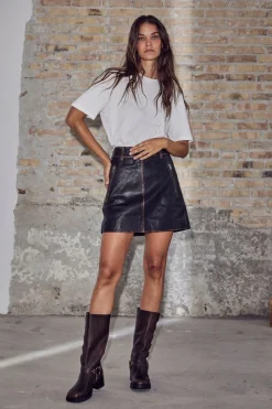 Used Leather Crop Skirt HL10362