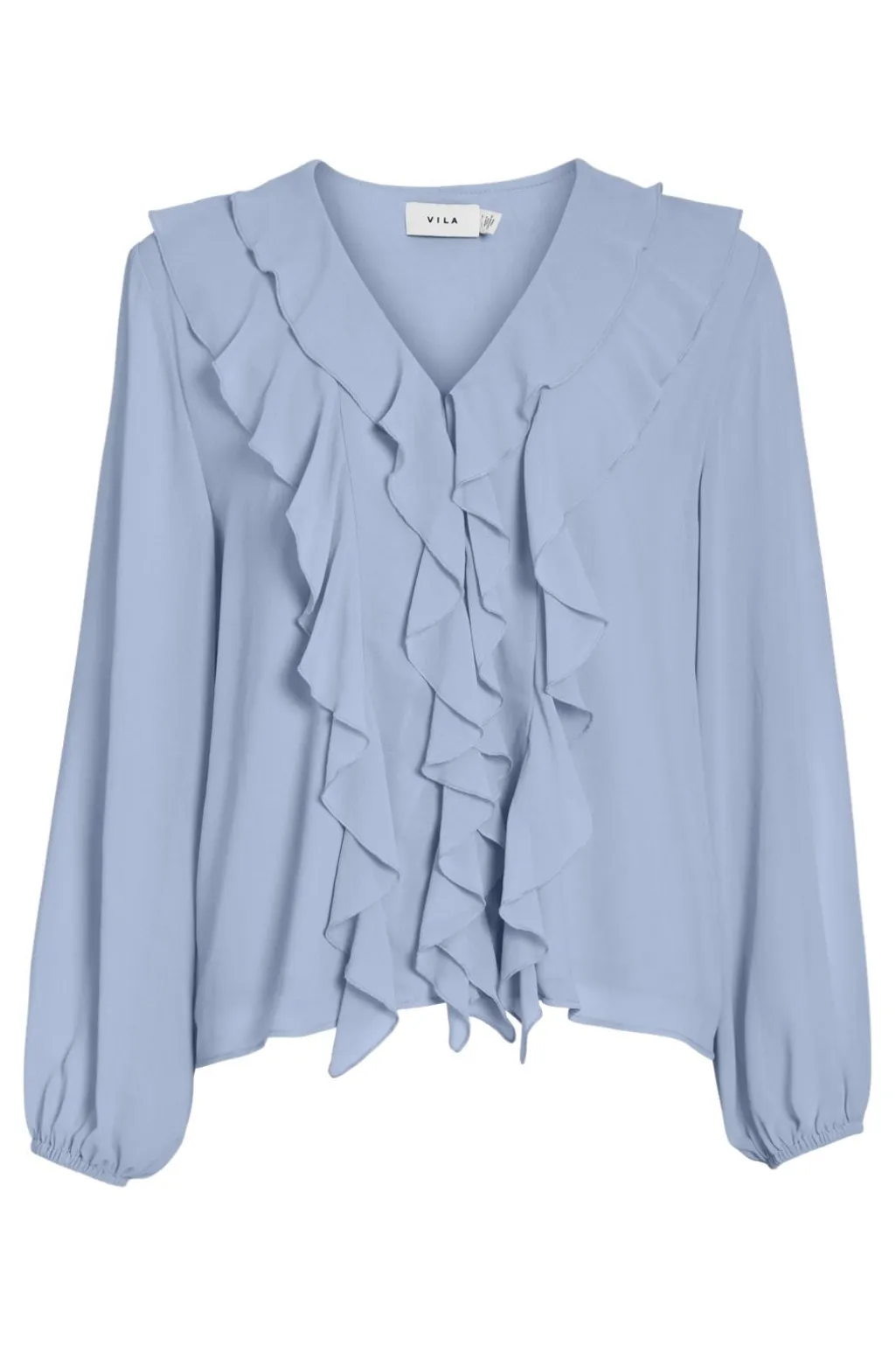 Viane L/S V-Neck Frill Top/Ka