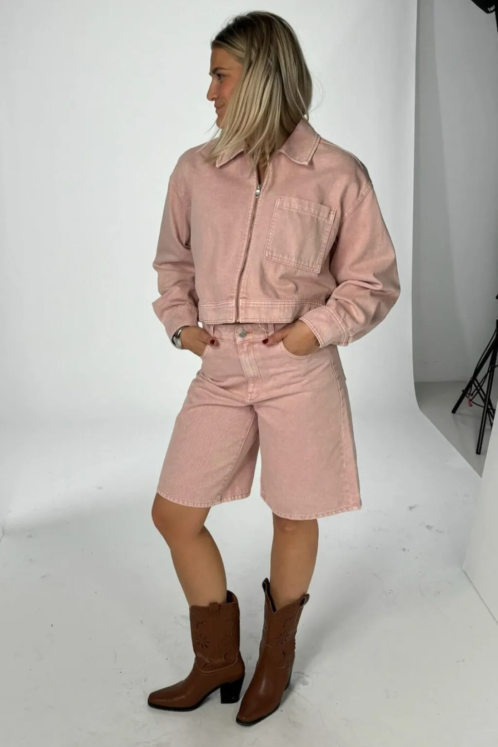 Yassun Ls Crop Denim Jacket Fest